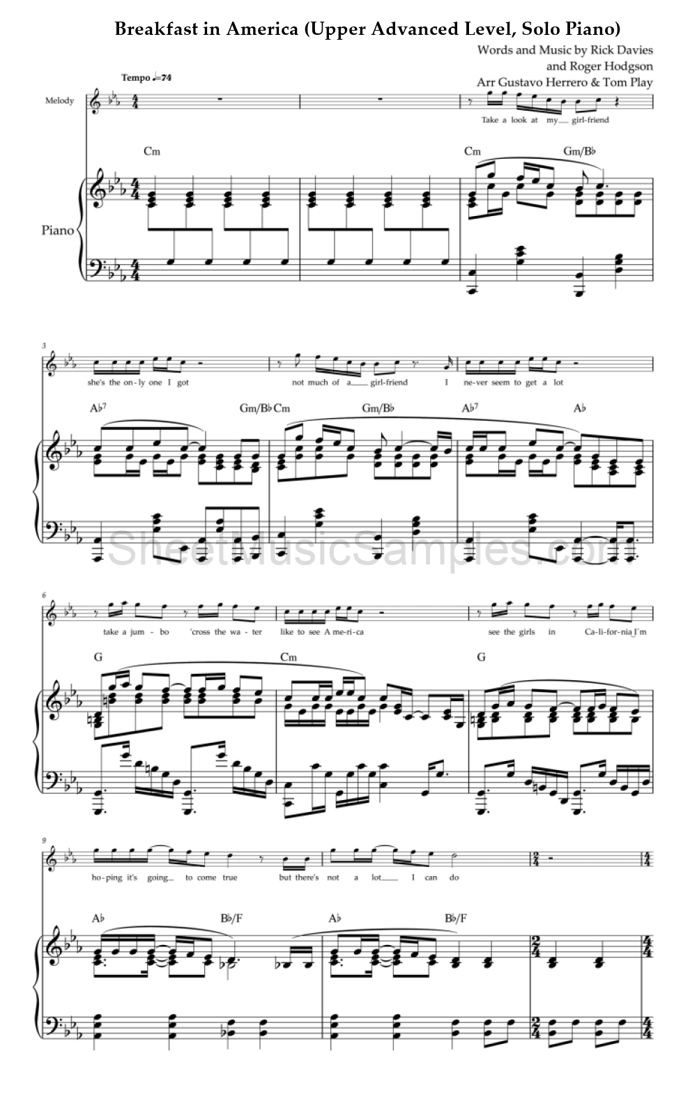 Breakfast in America (Upper Advanced Level, Solo Piano)