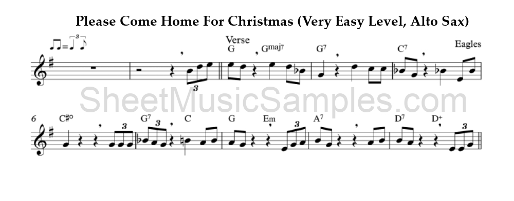 Please Come Home For Christmas (Very Easy Level, Alto Sax)