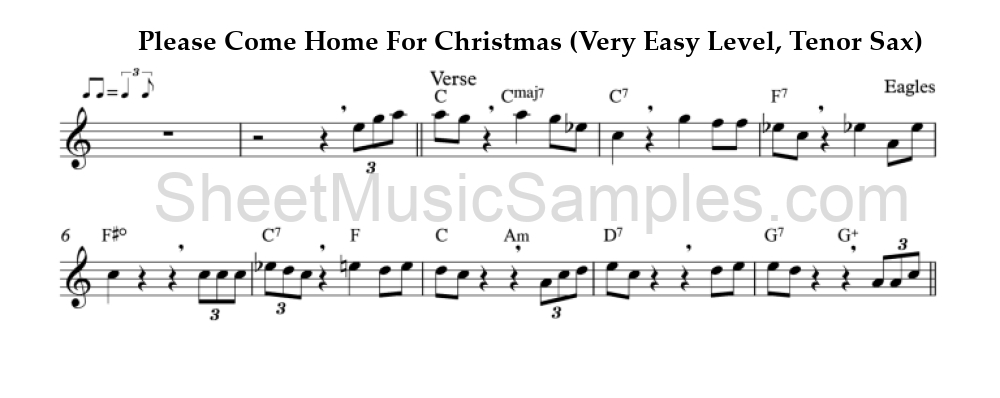 Please Come Home For Christmas (Very Easy Level, Tenor Sax)