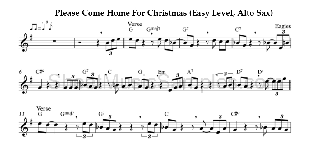 Please Come Home For Christmas (Easy Level, Alto Sax)