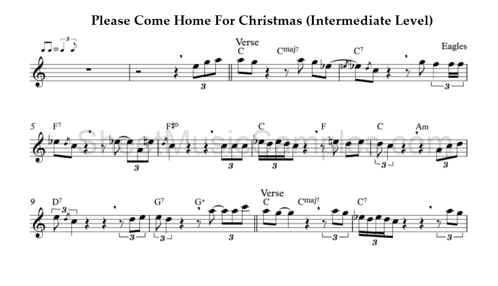 Please Come Home For Christmas (Intermediate Level)