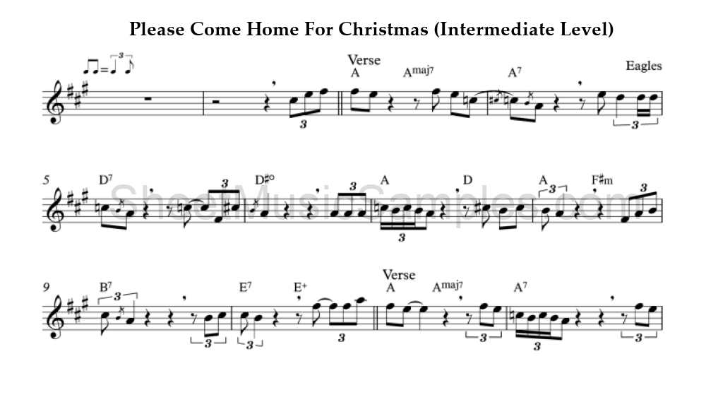 Please Come Home For Christmas (Intermediate Level)