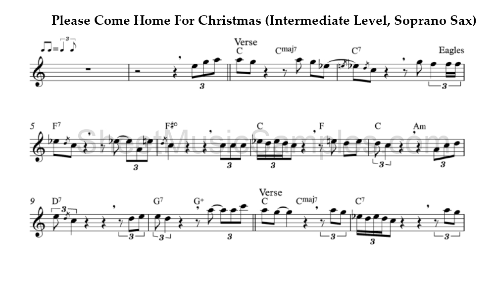 Please Come Home For Christmas (Intermediate Level, Soprano Sax)