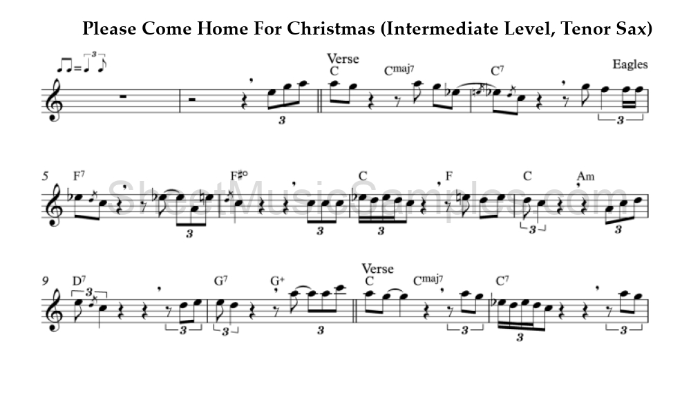 Please Come Home For Christmas (Intermediate Level, Tenor Sax)