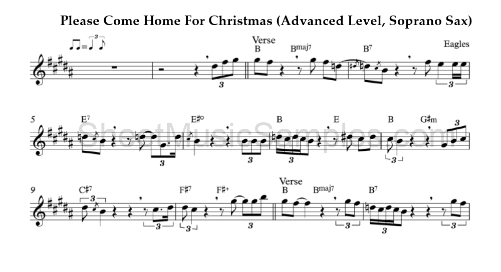 Please Come Home For Christmas (Advanced Level, Soprano Sax)