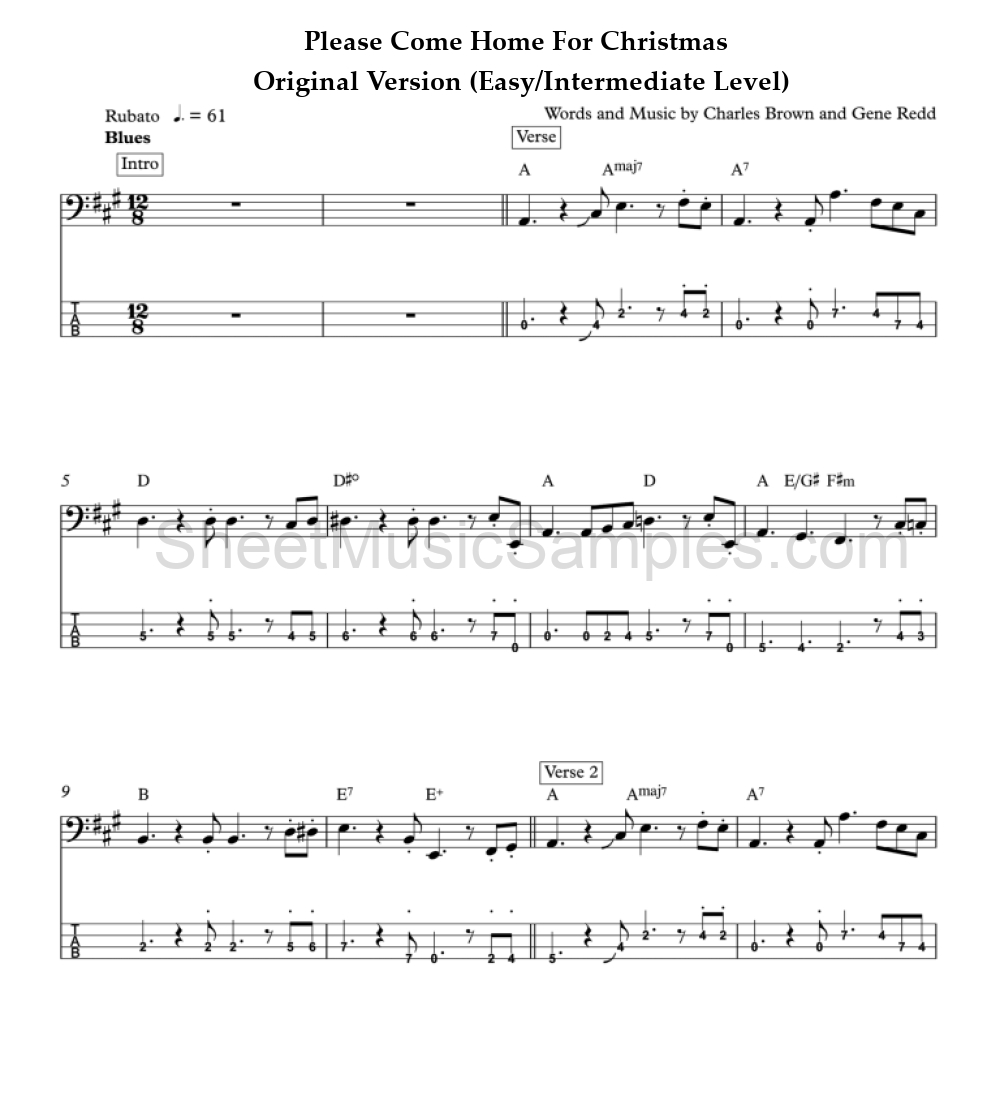 Please Come Home For Christmas - Original Version (Easy/Intermediate Level)