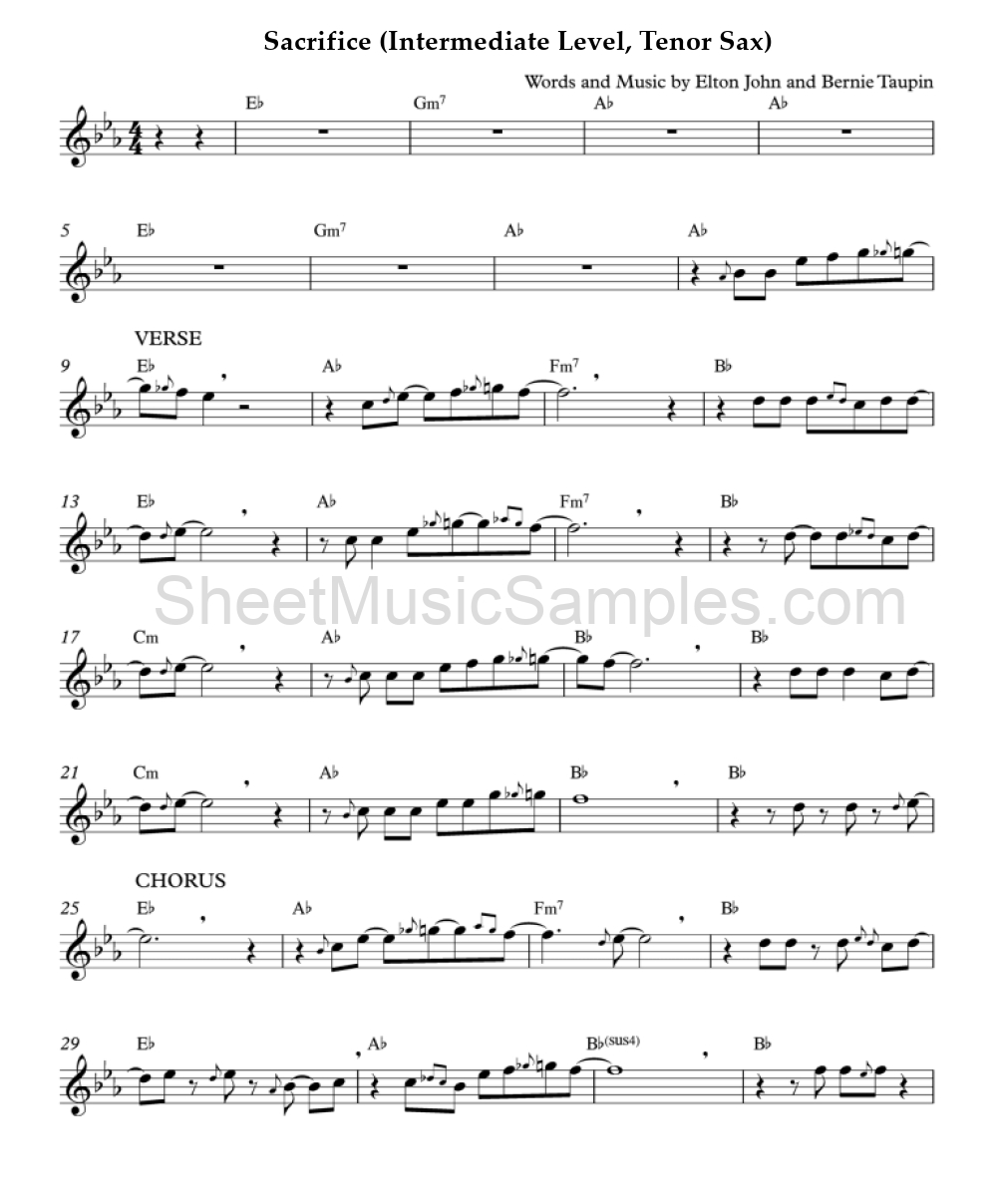 Sacrifice (Intermediate Level, Tenor Sax)