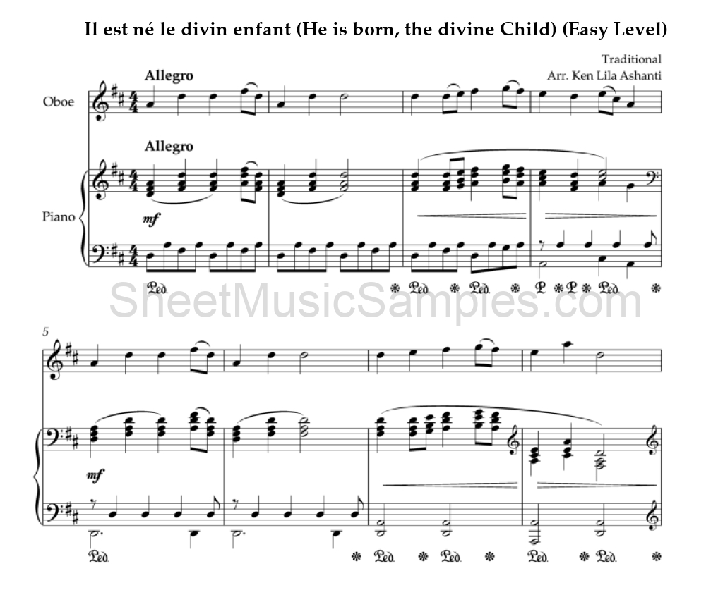 Il est né le divin enfant (He is born, the divine Child) (Easy Level)