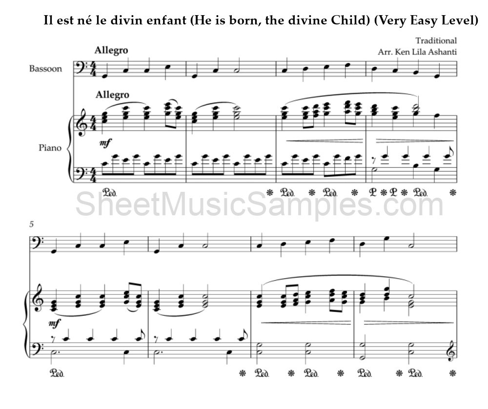 Il est né le divin enfant (He is born, the divine Child) (Very Easy Level)