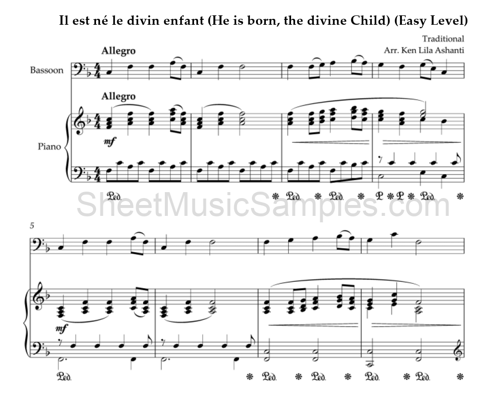 Il est né le divin enfant (He is born, the divine Child) (Easy Level)