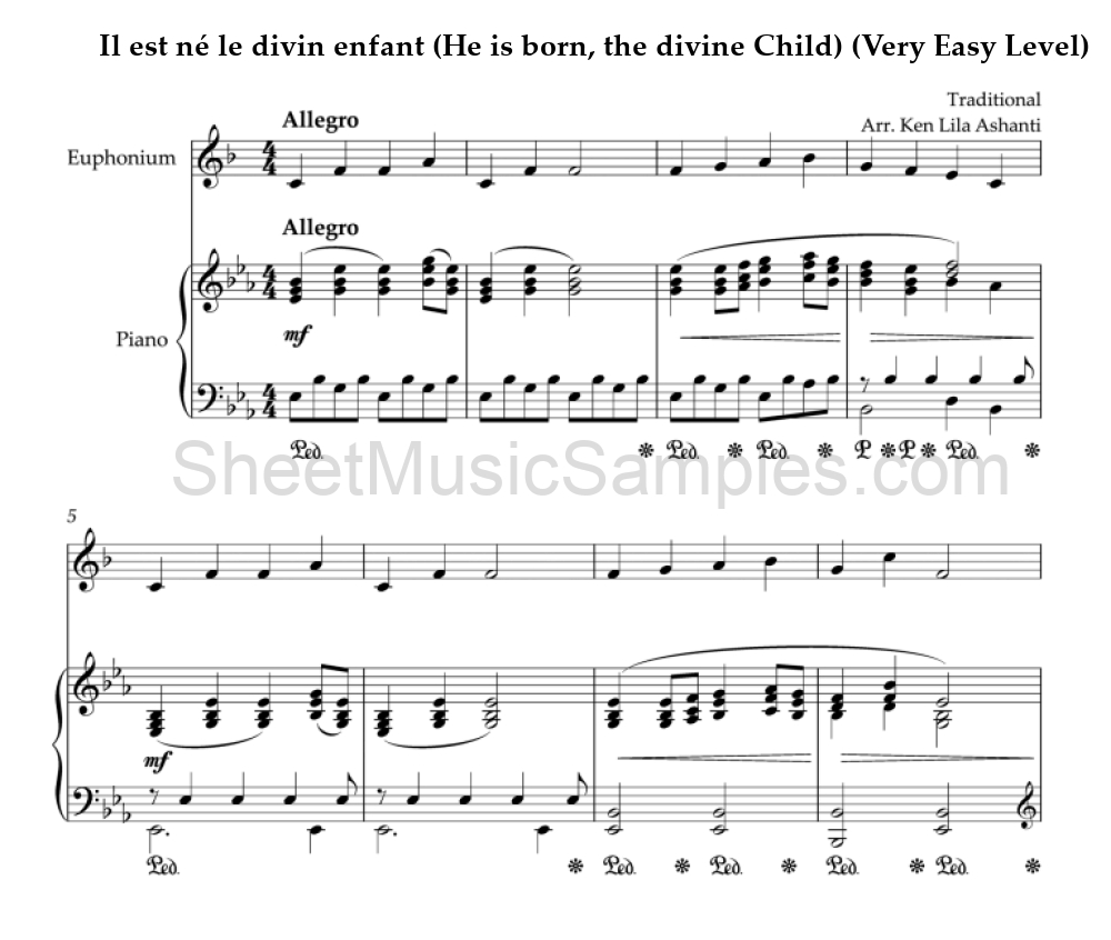 Il est né le divin enfant (He is born, the divine Child) (Very Easy Level)