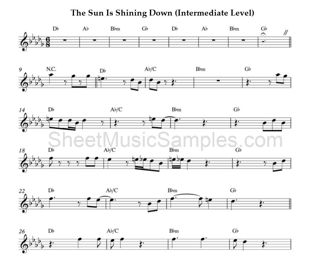 The Sun Is Shining Down (Intermediate Level)