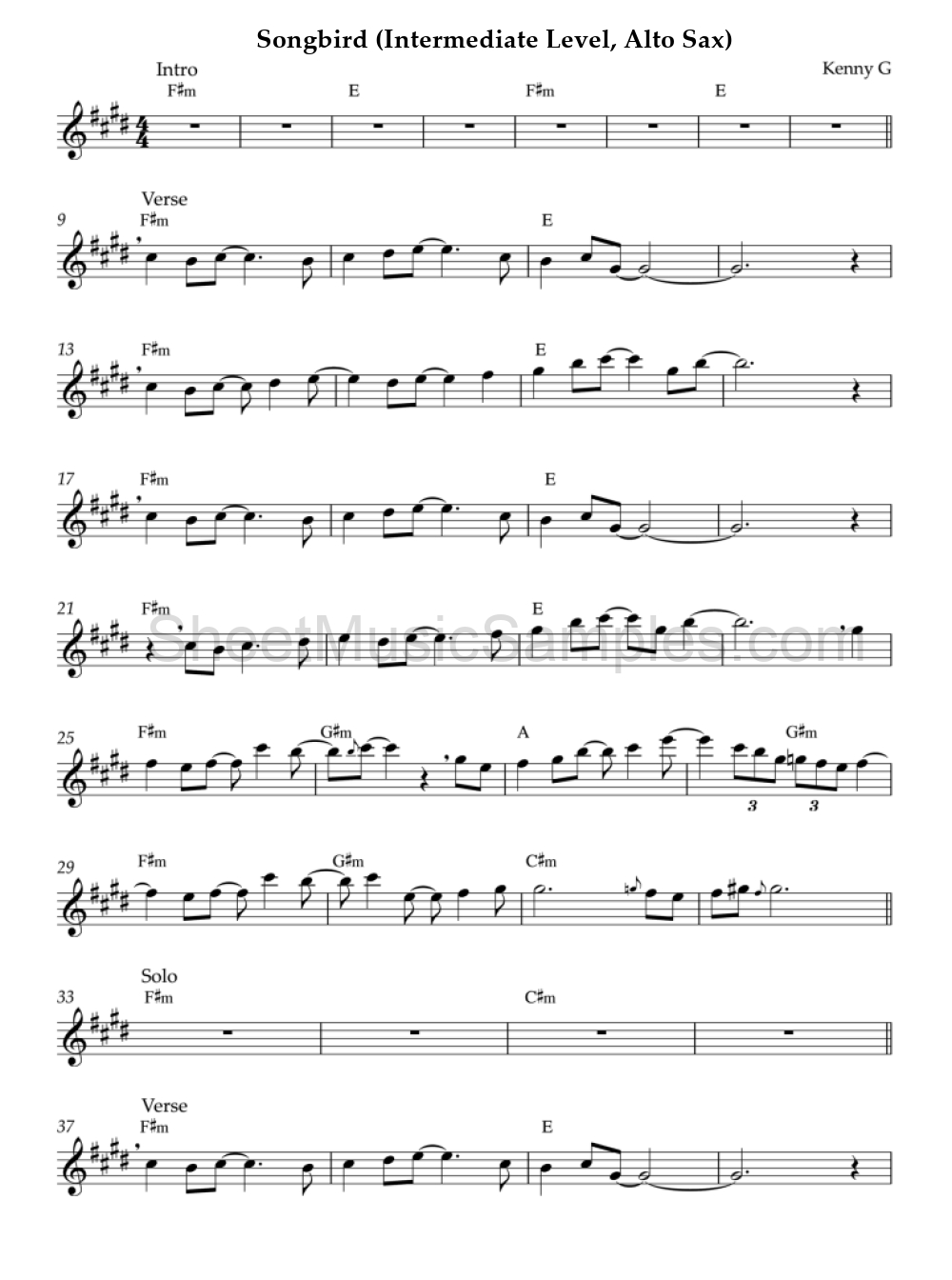 Songbird (Intermediate Level, Alto Sax)