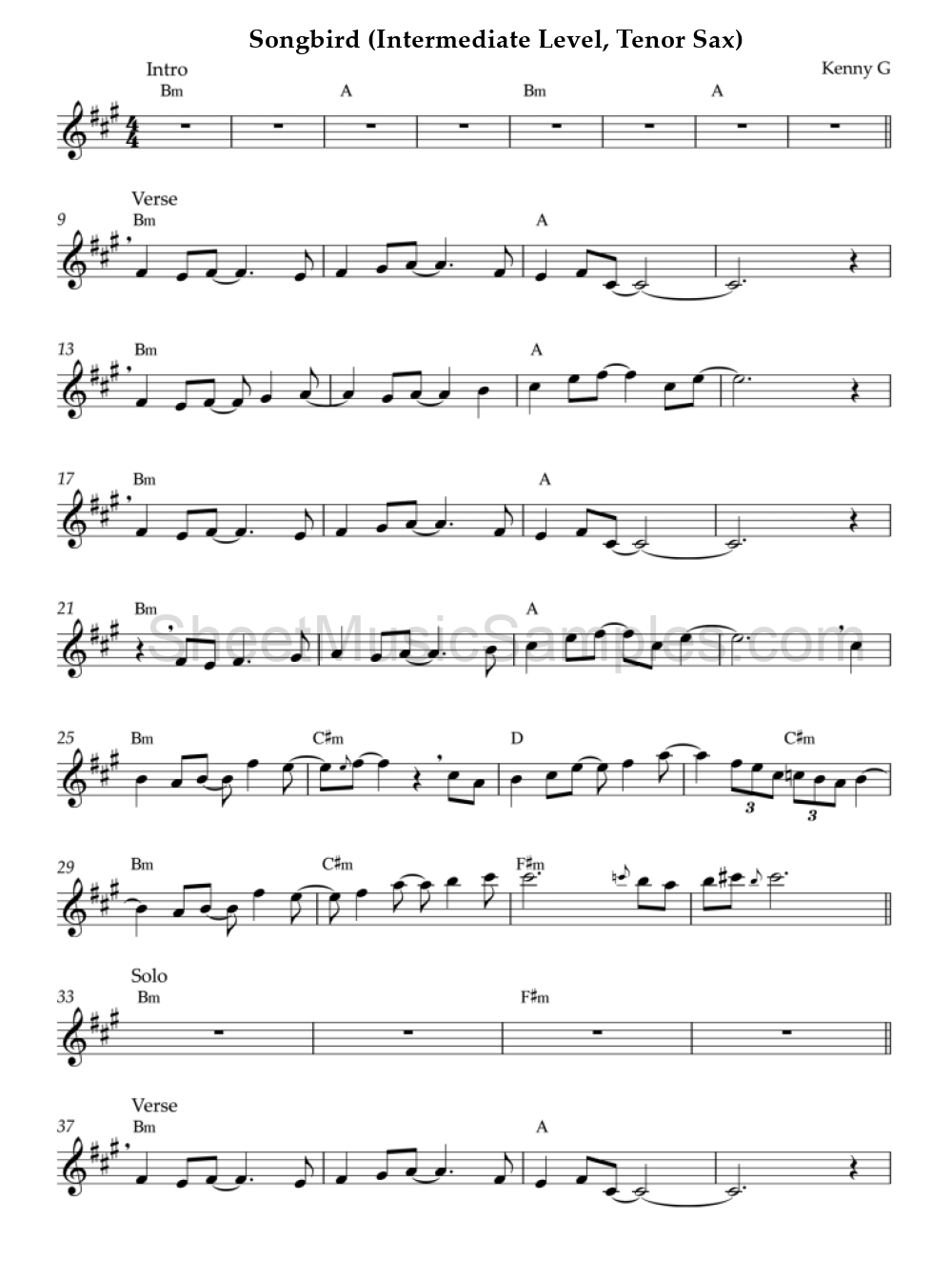 Songbird (Intermediate Level, Tenor Sax)