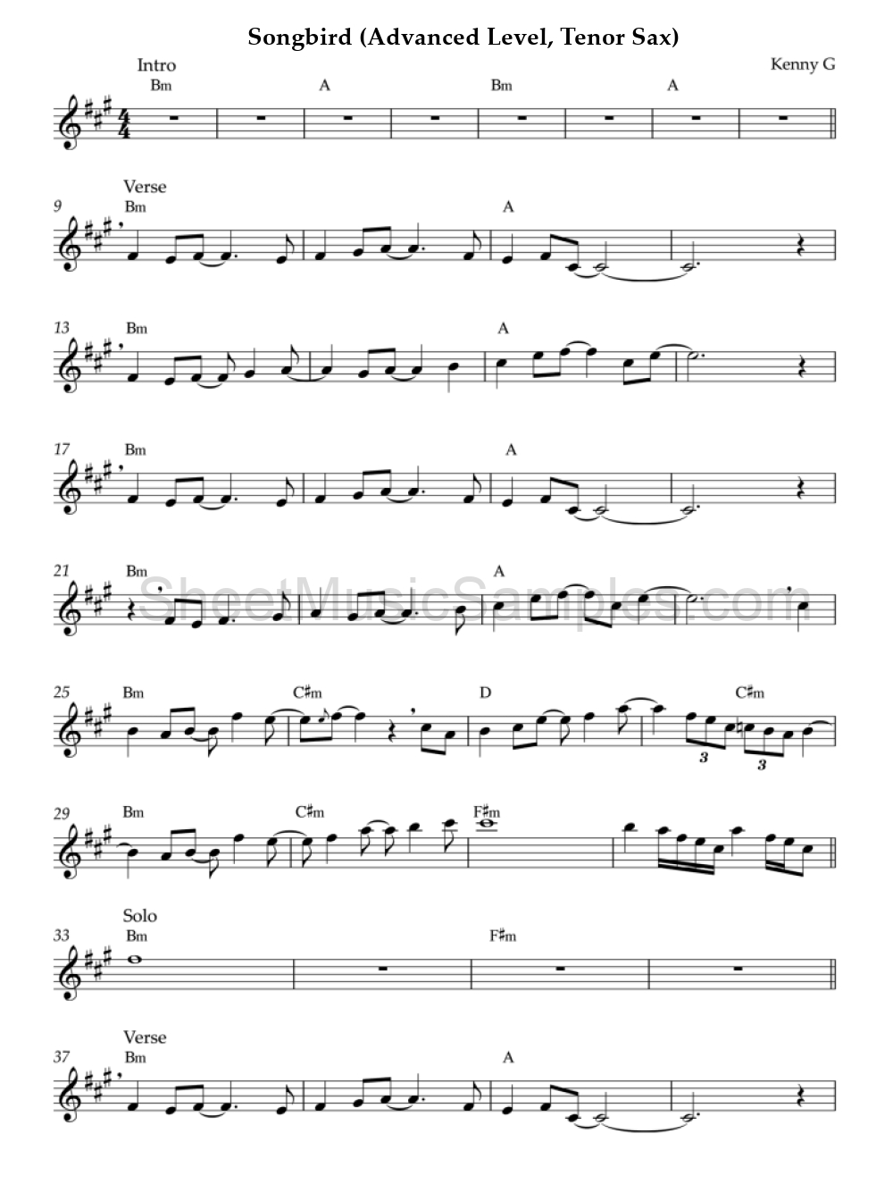 Songbird (Advanced Level, Tenor Sax)