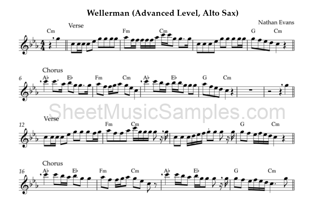 Wellerman (Advanced Level, Alto Sax)