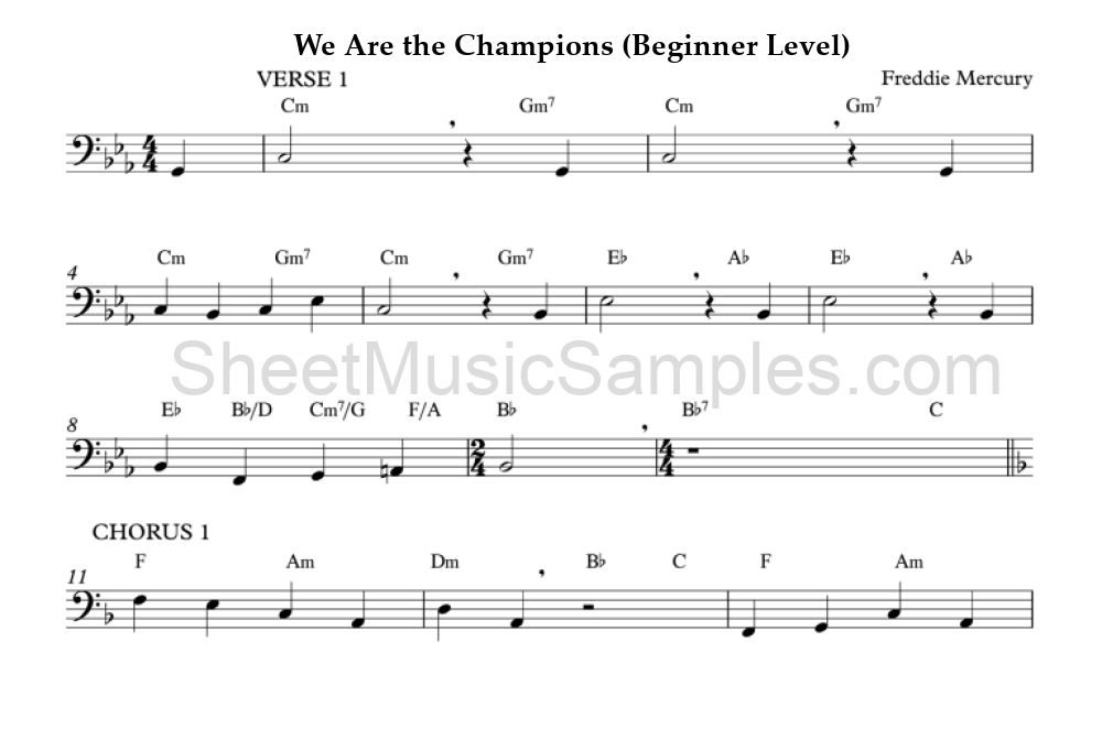 We Are the Champions (Beginner Level)