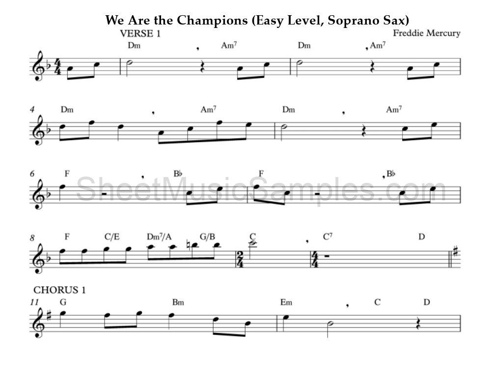 We Are the Champions (Easy Level, Soprano Sax)