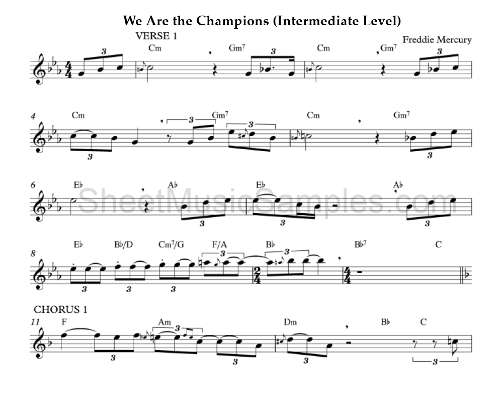 We Are the Champions (Intermediate Level)