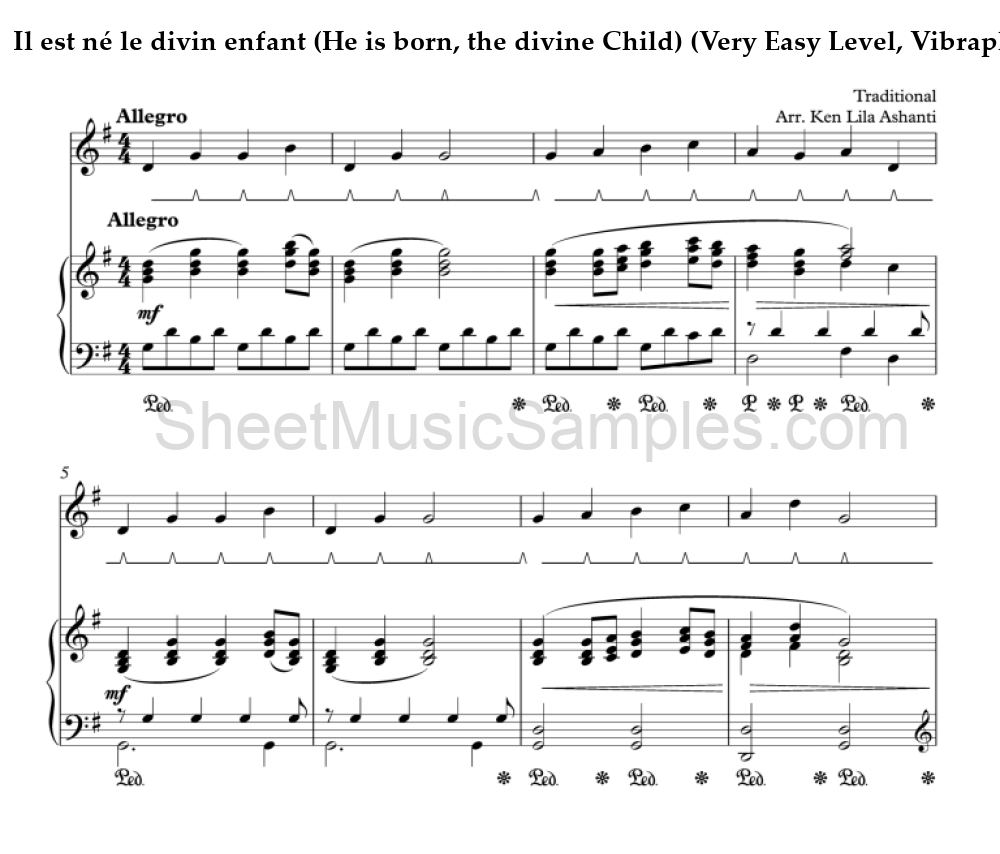 Il est né le divin enfant (He is born, the divine Child) (Very Easy Level, Vibraphone)