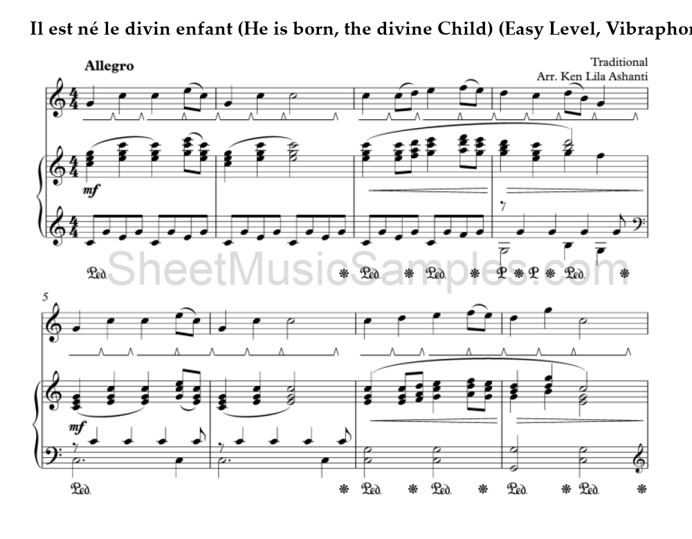 Il est né le divin enfant (He is born, the divine Child) (Easy Level, Vibraphone)