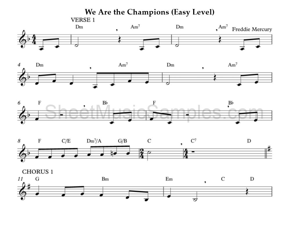 We Are the Champions (Easy Level)