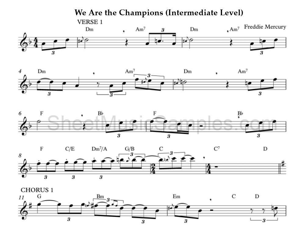 We Are the Champions (Intermediate Level)