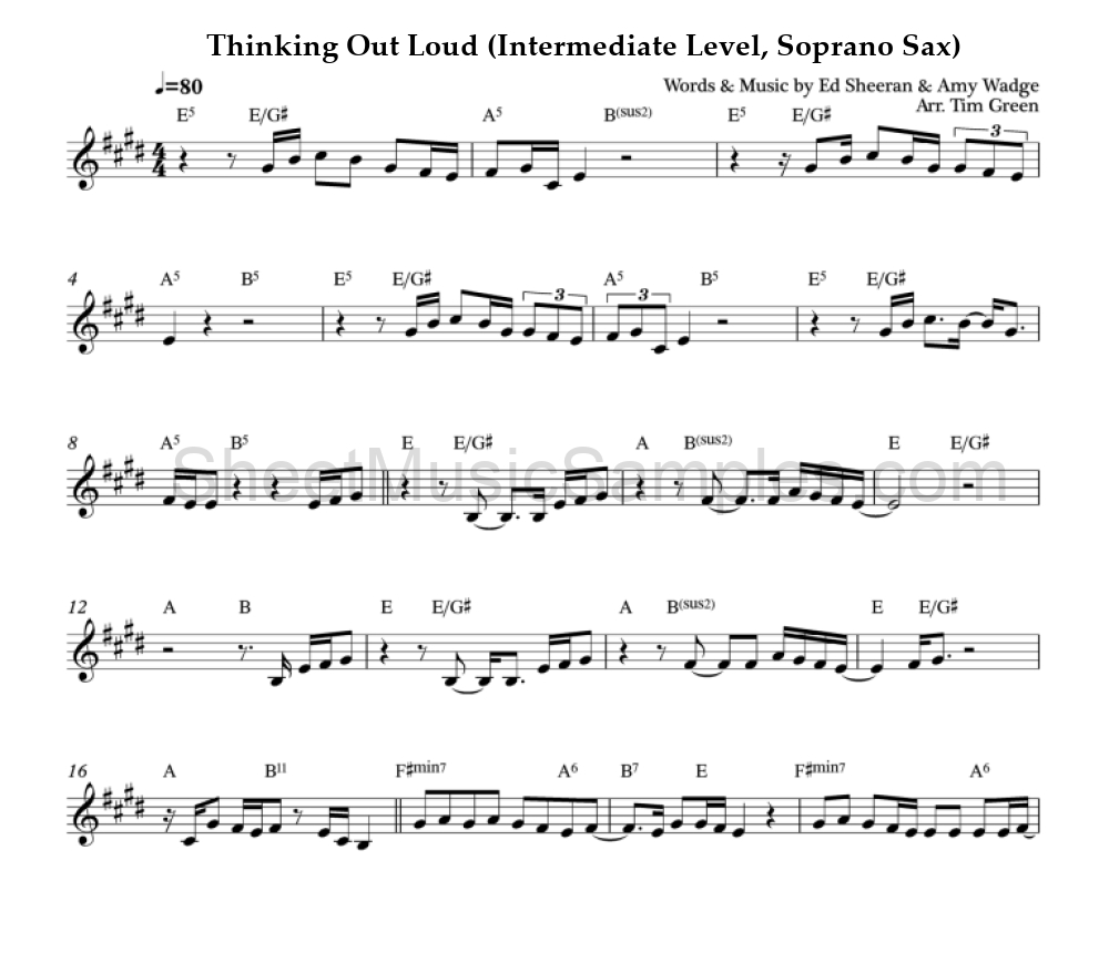 Thinking Out Loud (Intermediate Level, Soprano Sax)