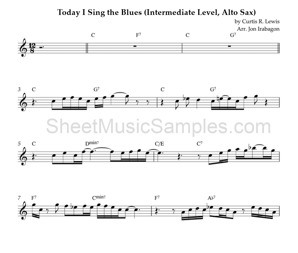 Today I Sing the Blues (Intermediate Level, Alto Sax)