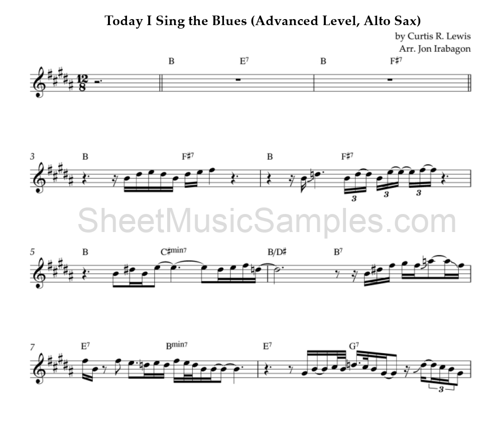 Today I Sing the Blues (Advanced Level, Alto Sax)