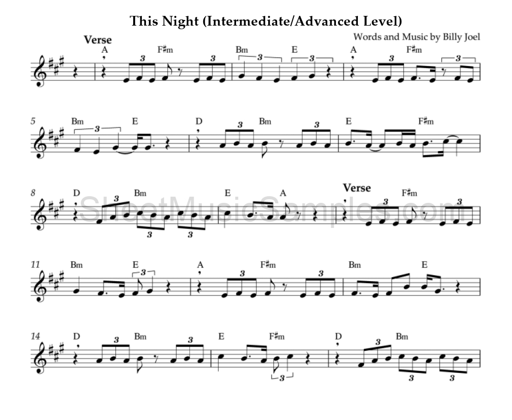 This Night (Intermediate/Advanced Level)