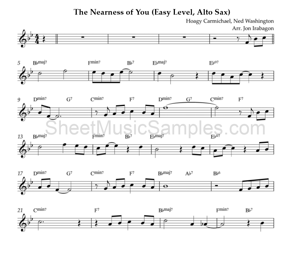 The Nearness of You (Easy Level, Alto Sax)