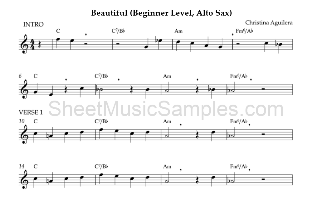 Beautiful (Beginner Level, Alto Sax)