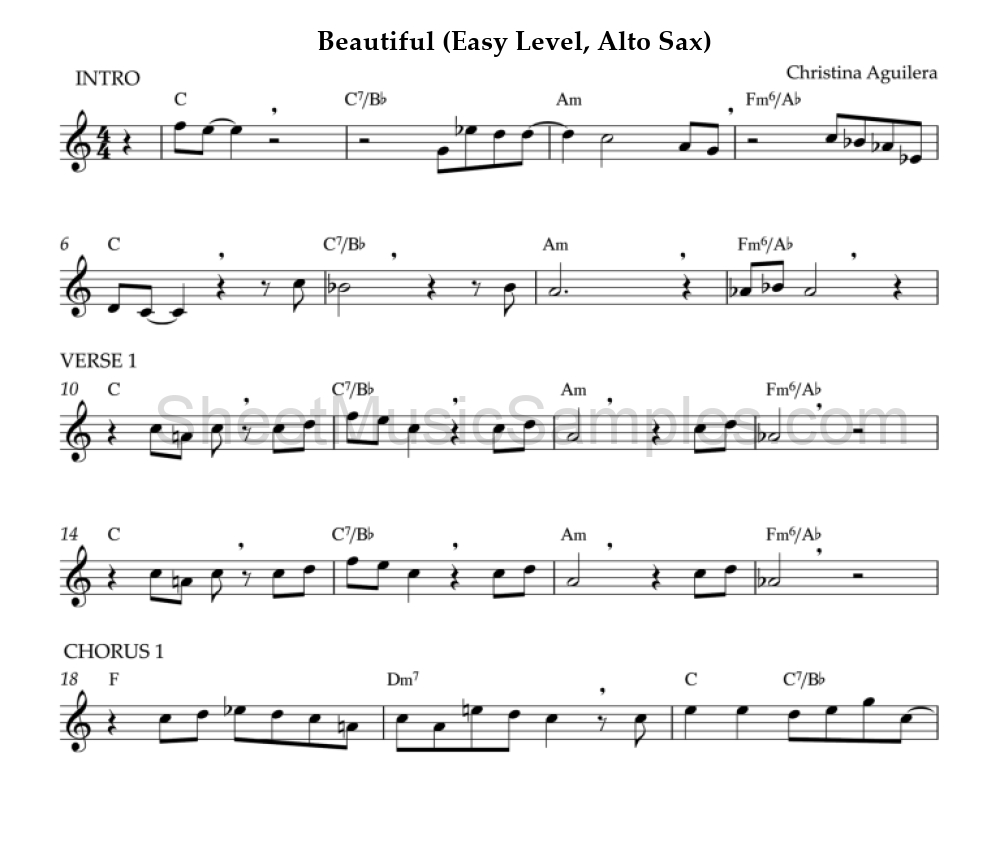 Beautiful (Easy Level, Alto Sax)