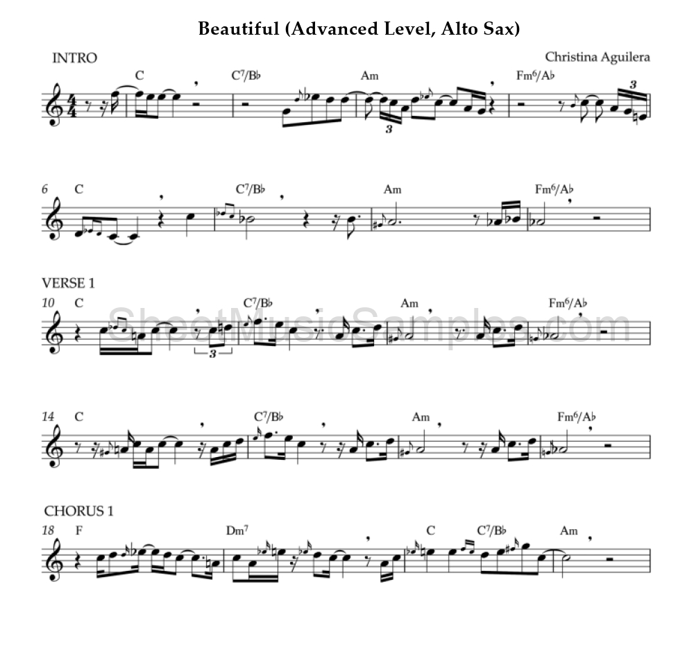 Beautiful (Advanced Level, Alto Sax)