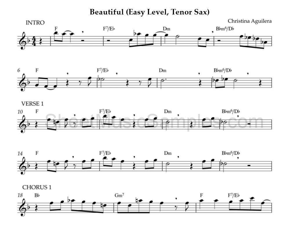 Beautiful (Easy Level, Tenor Sax)