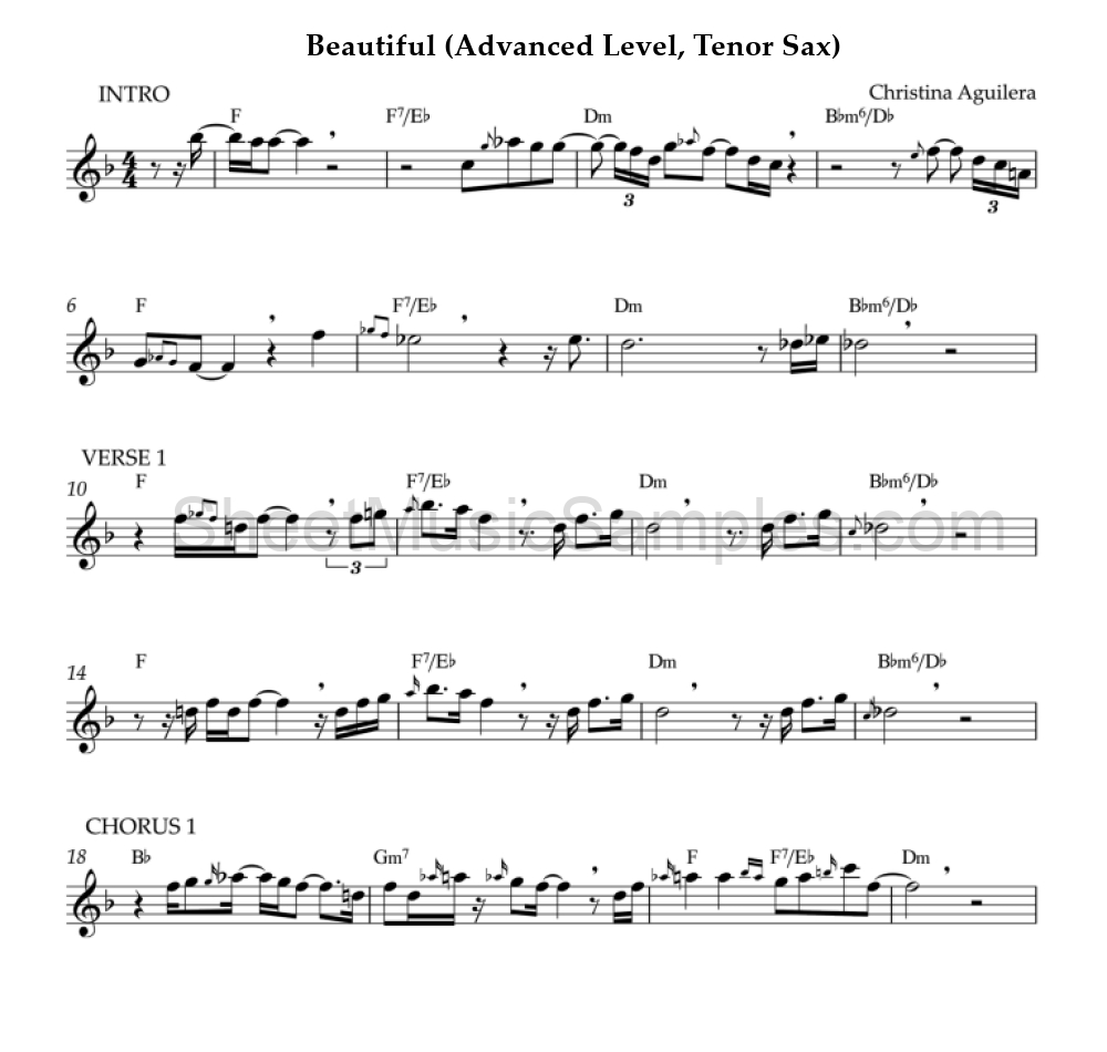 Beautiful (Advanced Level, Tenor Sax)