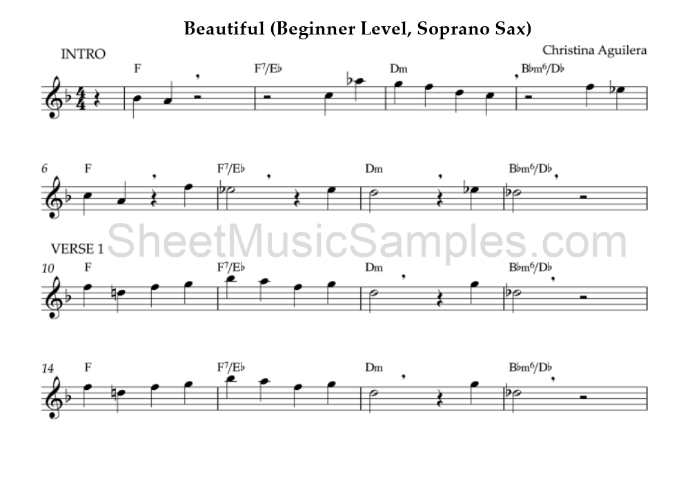 Beautiful (Beginner Level, Soprano Sax)