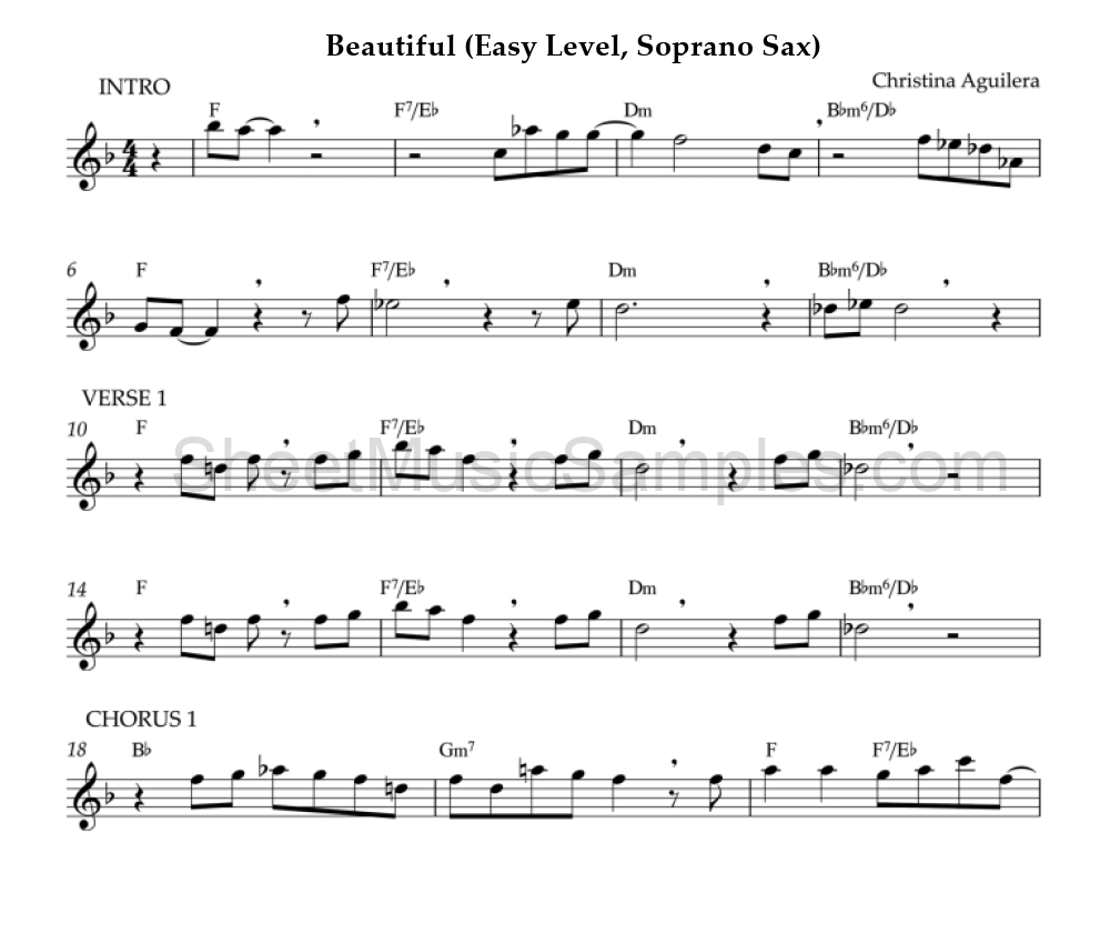 Beautiful (Easy Level, Soprano Sax)