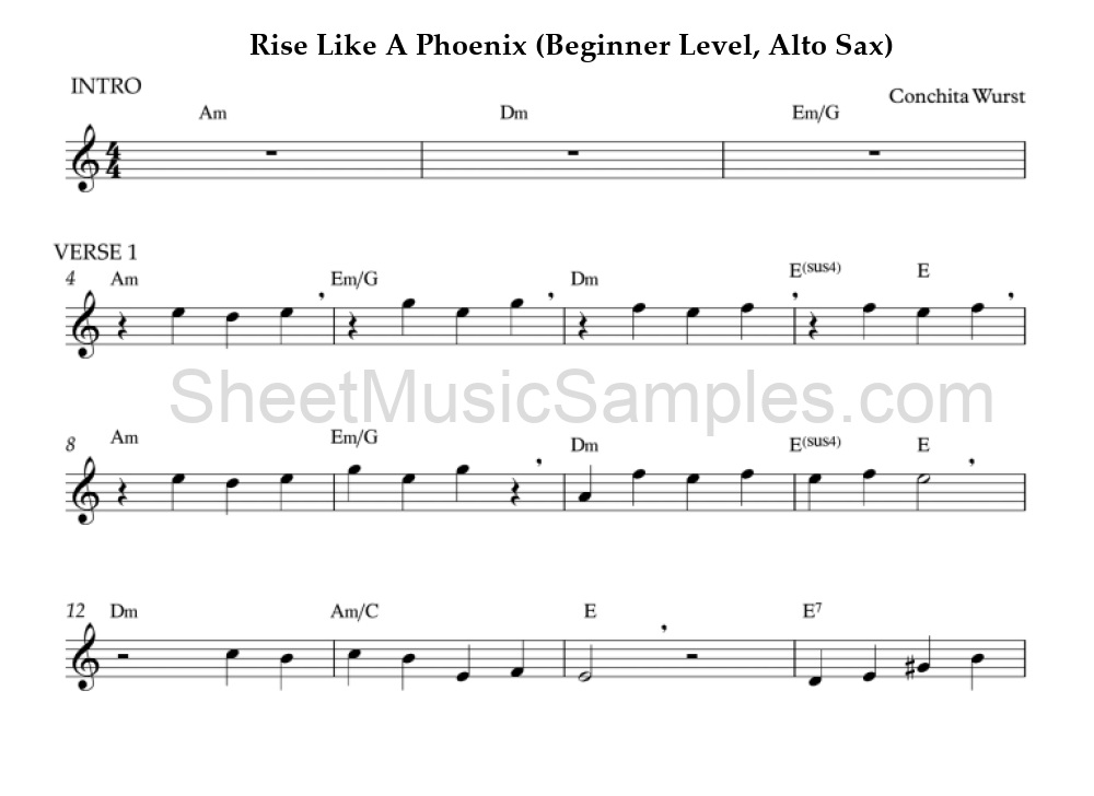 Rise Like A Phoenix (Beginner Level, Alto Sax)