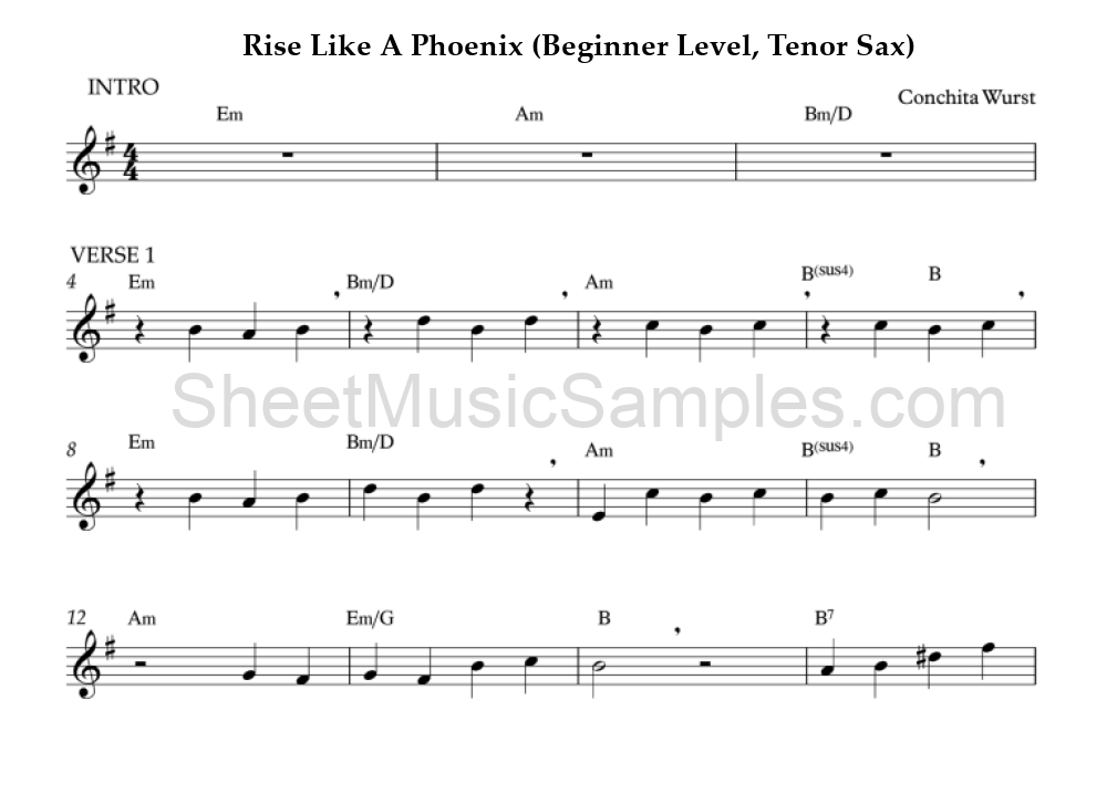 Rise Like A Phoenix (Beginner Level, Tenor Sax)