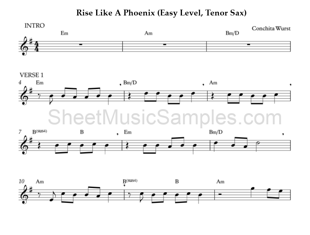 Rise Like A Phoenix (Easy Level, Tenor Sax)