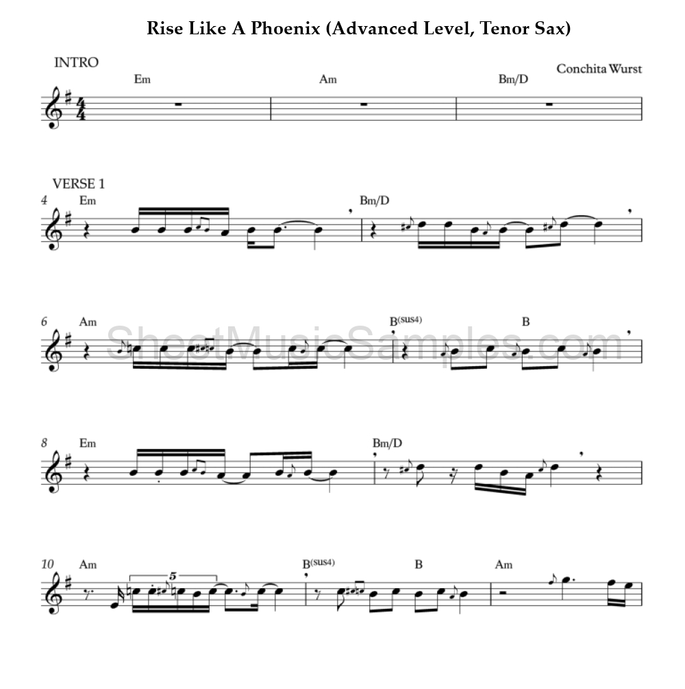 Rise Like A Phoenix (Advanced Level, Tenor Sax)