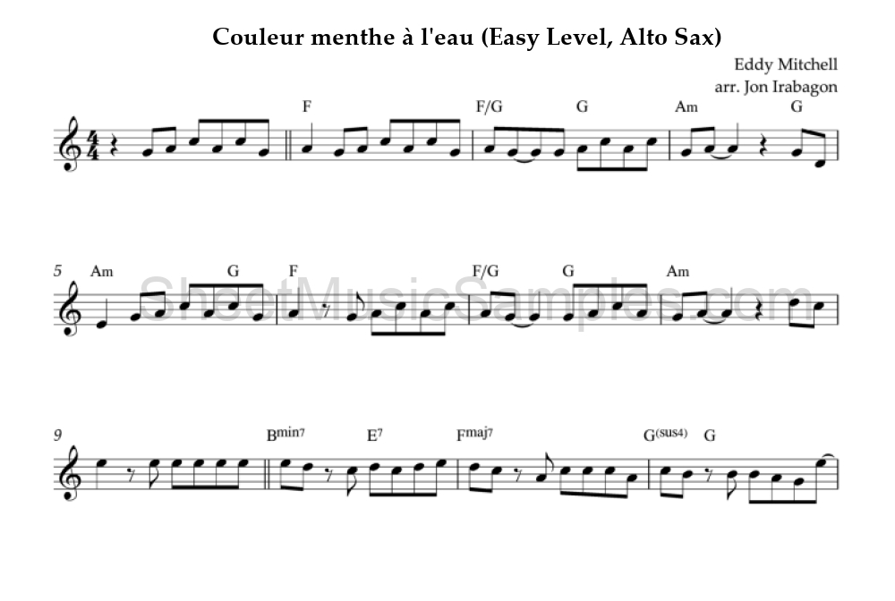 Couleur menthe à l'eau (Easy Level, Alto Sax)