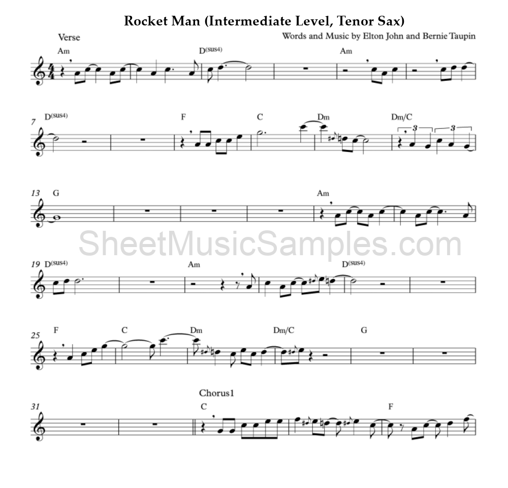 Rocket Man (Intermediate Level, Tenor Sax)