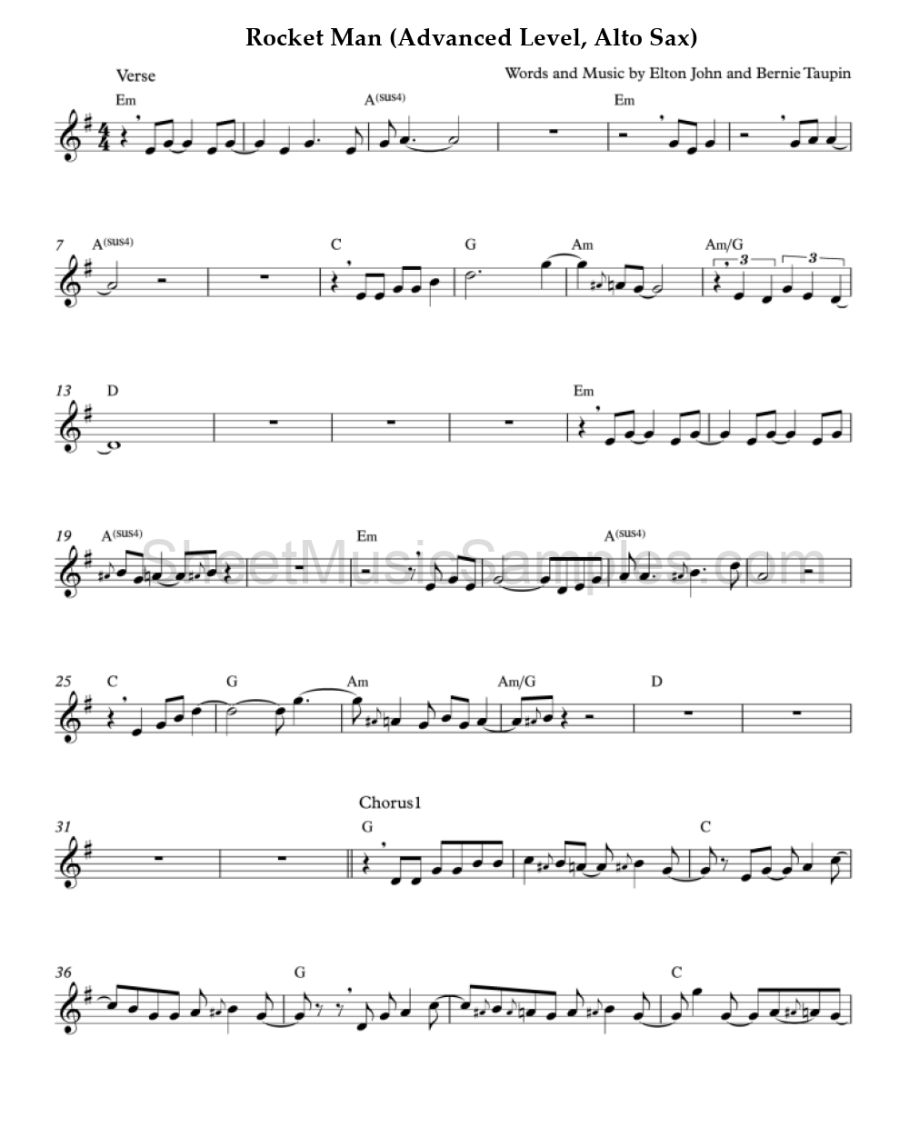 Rocket Man (Advanced Level, Alto Sax)