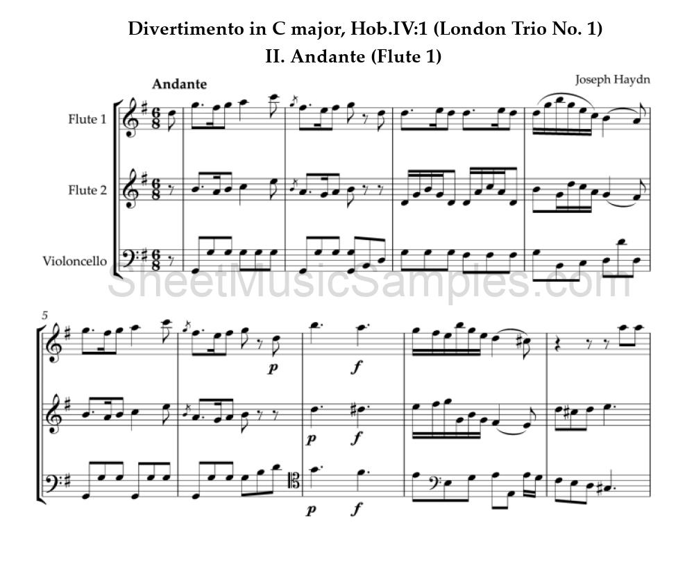 Divertimento in C major, Hob.IV:1 (London Trio No. 1) - II. Andante (Flute 1)