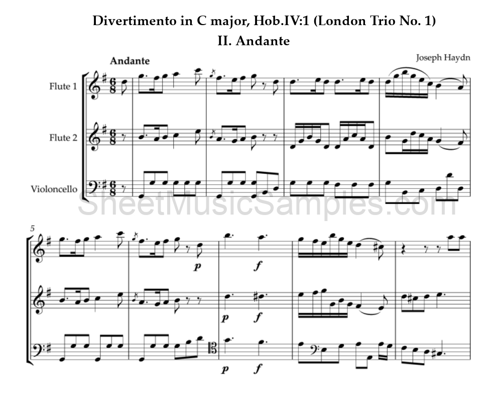 Divertimento in C major, Hob.IV:1 (London Trio No. 1) - II. Andante