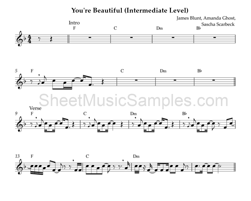 You're Beautiful (Intermediate Level)