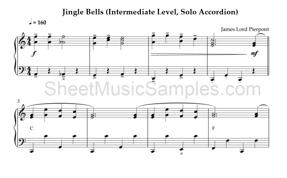 Jingle Bells (Intermediate Level, Solo Accordion)